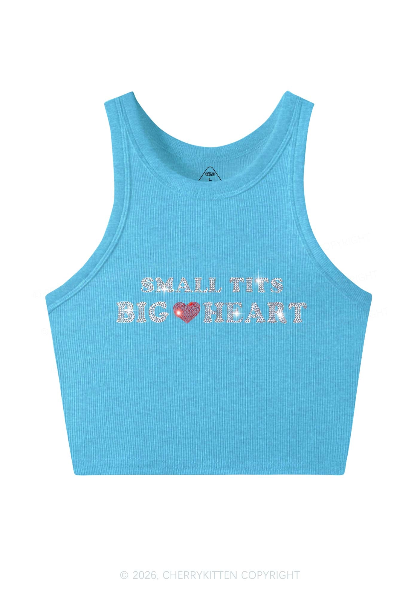 Rhinestone Big Heart Y2K Crop Tank Top Cherrykitten