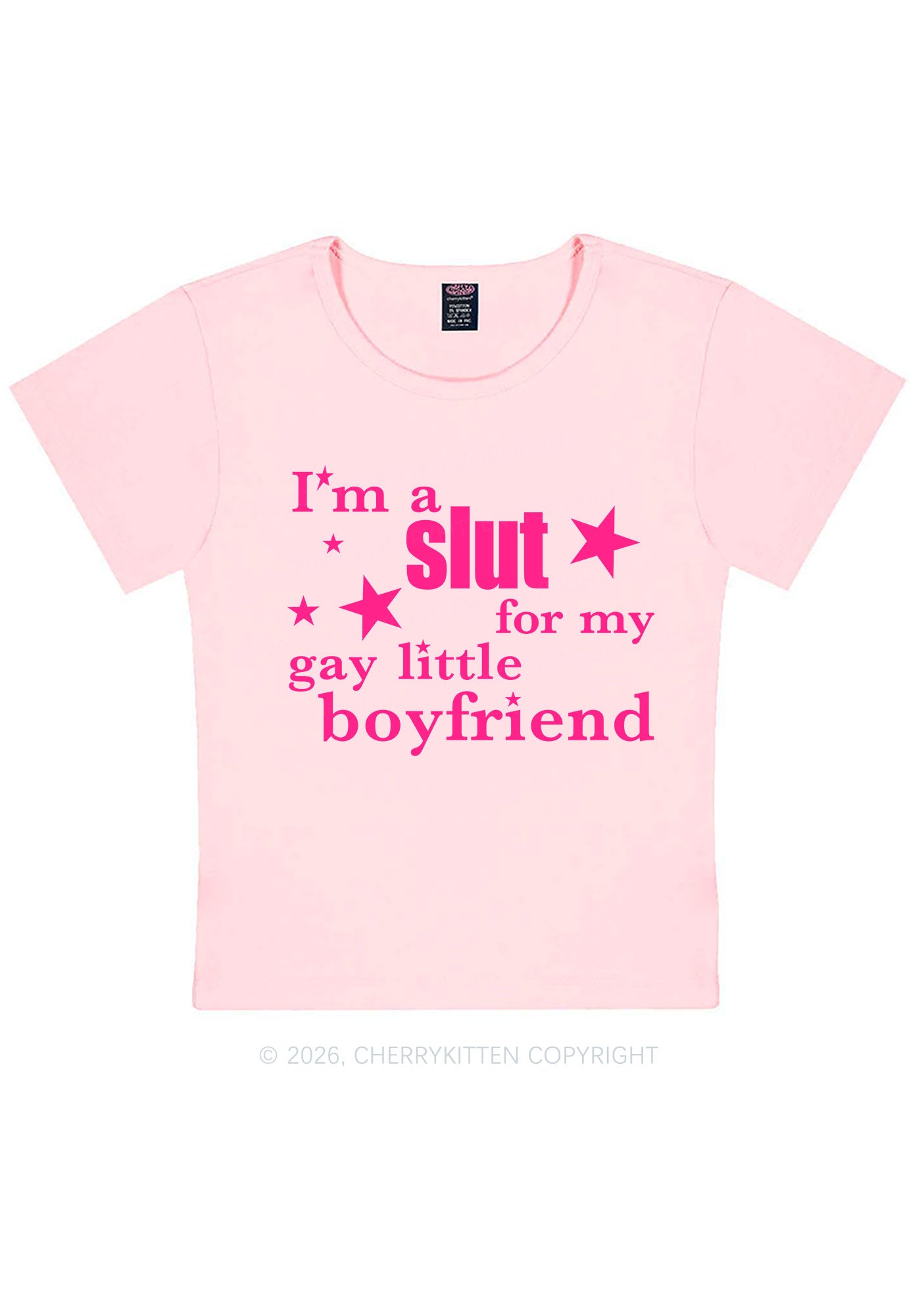 Slxt For My Gay Little BF Pride Y2K Baby Tee Cherrykitten