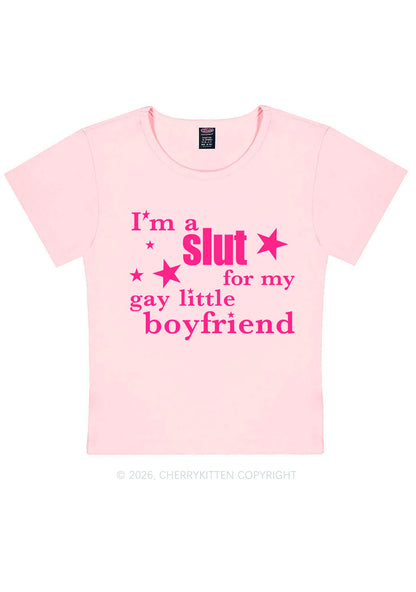 Slxt For My Gay Little BF Pride Y2K Baby Tee Cherrykitten