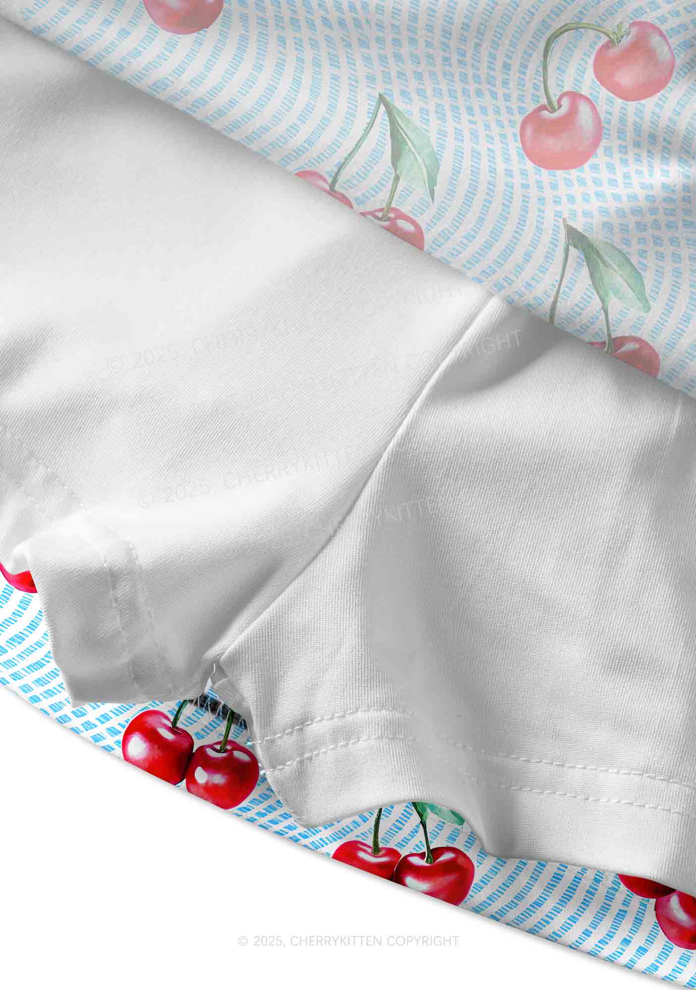 Blue Cherry Y2K Print Mini Skirt Cherrykitten