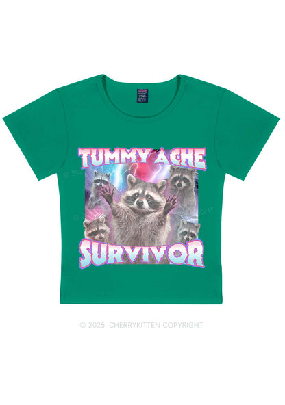 Tummy Ache Survivor Raccoon Y2K Baby Tee Cherrykitten