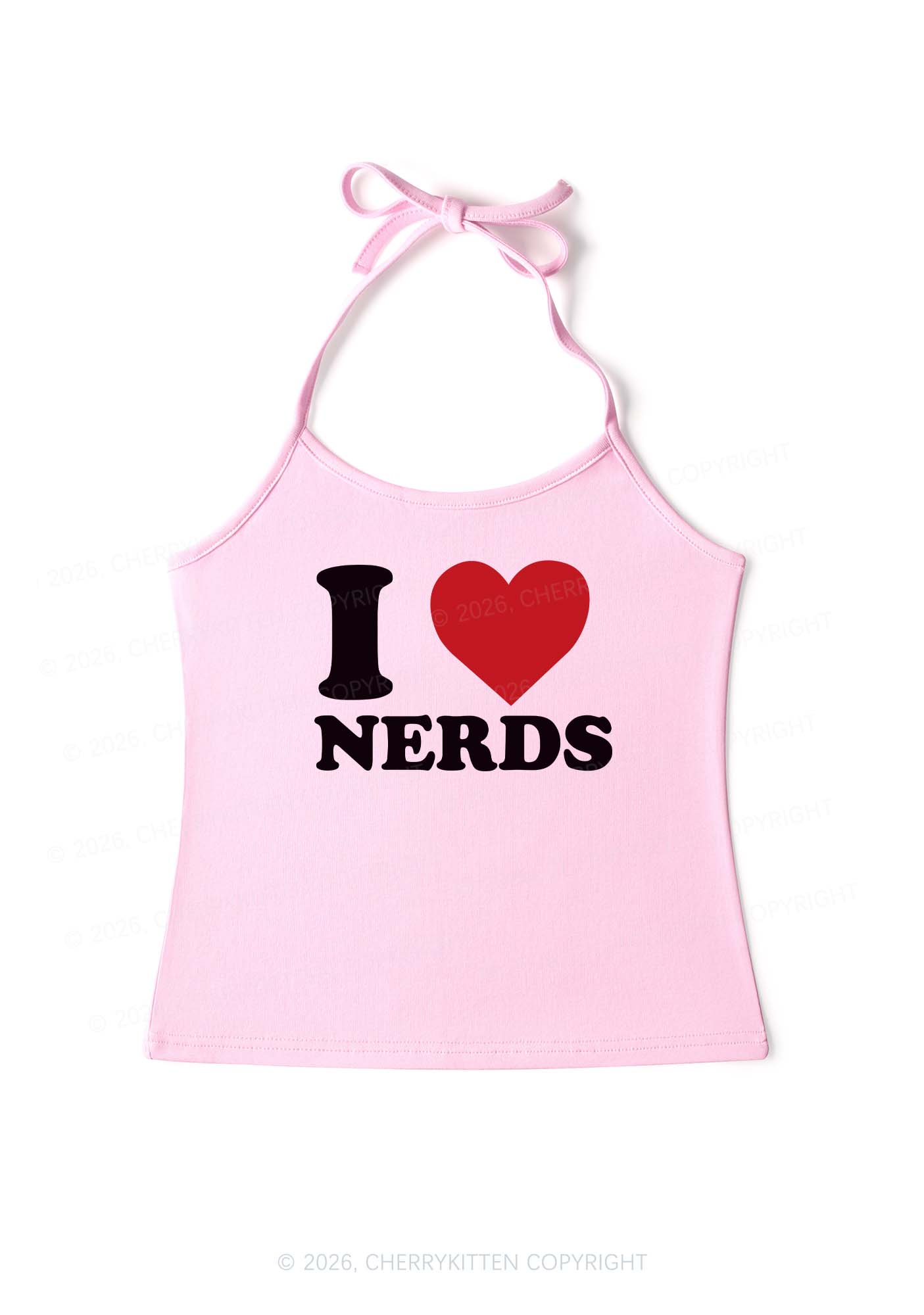 I Love Nerds Y2K Halter Neck Cami Cherrykitten