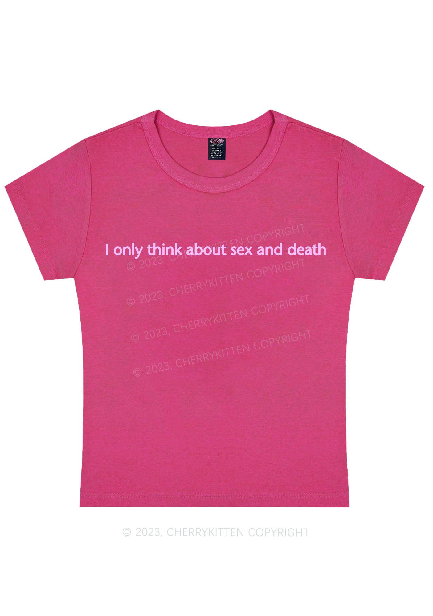 Think About Death Y2K Baby Tee Cherrykitten