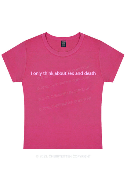 Think About Death Y2K Baby Tee Cherrykitten