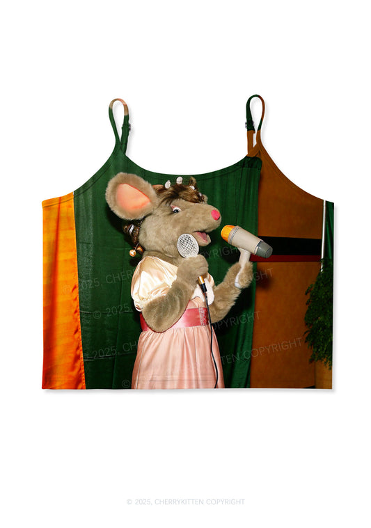 Mic Pink Dress Ratz Y2K Print Cami Crop Top Cherrykitten