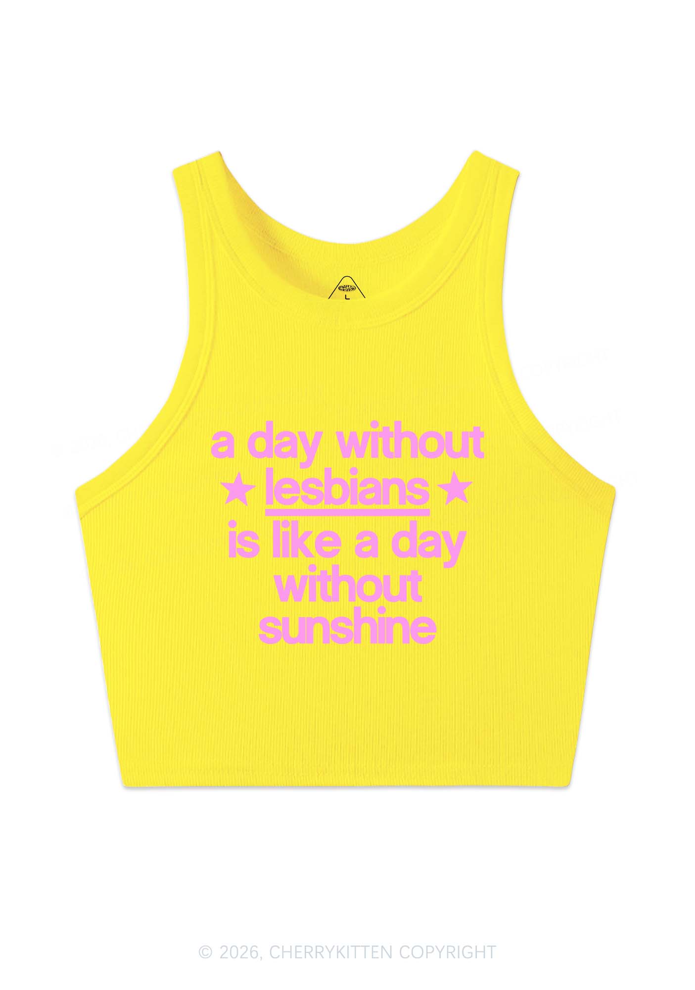 Lesbians Is Like Sunshine Pride Y2K Crop Tank Top Cherrykitten