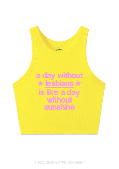 Lesbians Is Like Sunshine Pride Y2K Crop Tank Top Cherrykitten