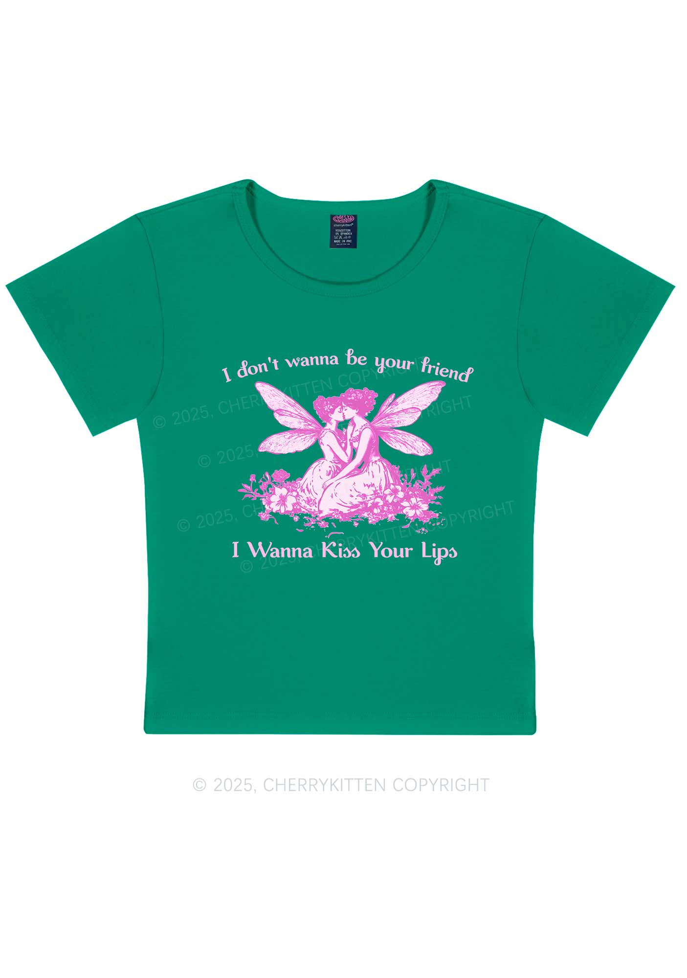 I Wanna Kiss Your Lips Pride Y2K Baby Tee Cherrykitten