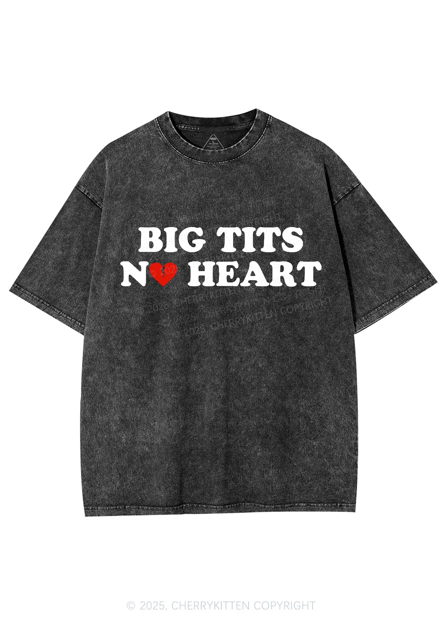 Big Txts No Heart Y2K Shirts Washed Tee Cherrykitten