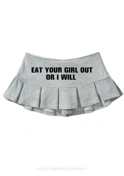 Eat Your Girl Out Pride Y2K Mini Pleated Skirts Cherrykitten