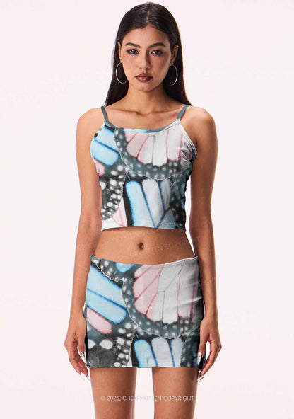 Trans Butterfly Wing Pride Y2K Print Mini Skirt Cherrykitten