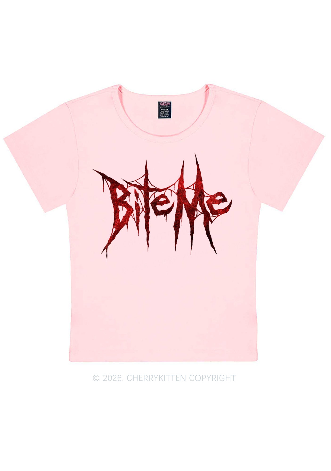Halloween Bite Me Y2K Baby Tee Cherrykitten