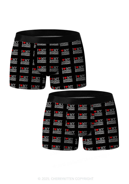 I Love My Autistic BF Valentine's Day Y2K Print Couples Boxer Briefs Set Cherrykitten