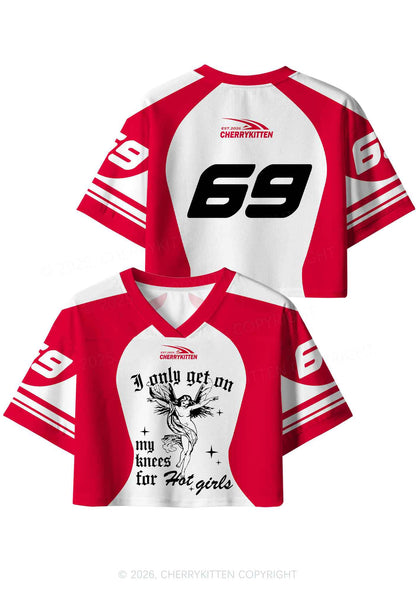 Get On My Knees For Hot Girls Pride Y2K Crop Sport Jersey Shirts Cherrykitten