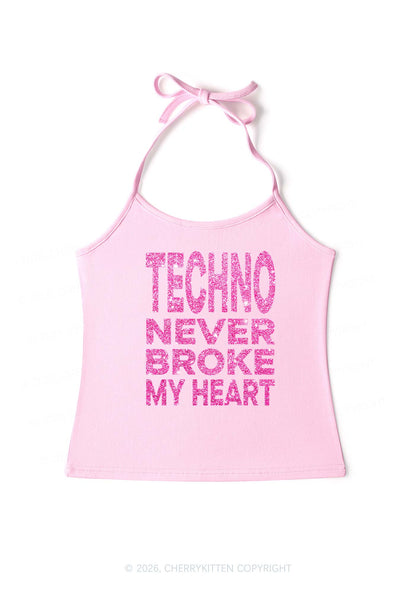 Glitter Techno Heart Y2K Halter Neck Cami Cherrykitten