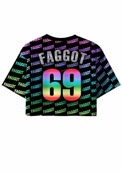 Rainbow Gradient Faggot Pride Y2K Crop Sport Jersey Shirts Cherrykitten