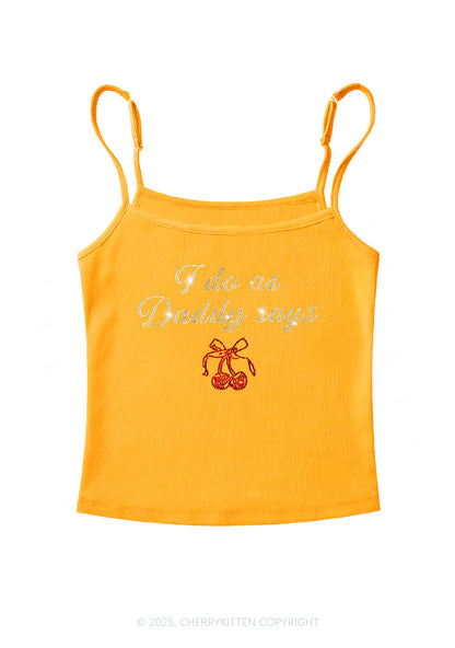 Rhinestone I Do As Daddy Says Y2K Spaghetti Strap Cami Cherrykitten