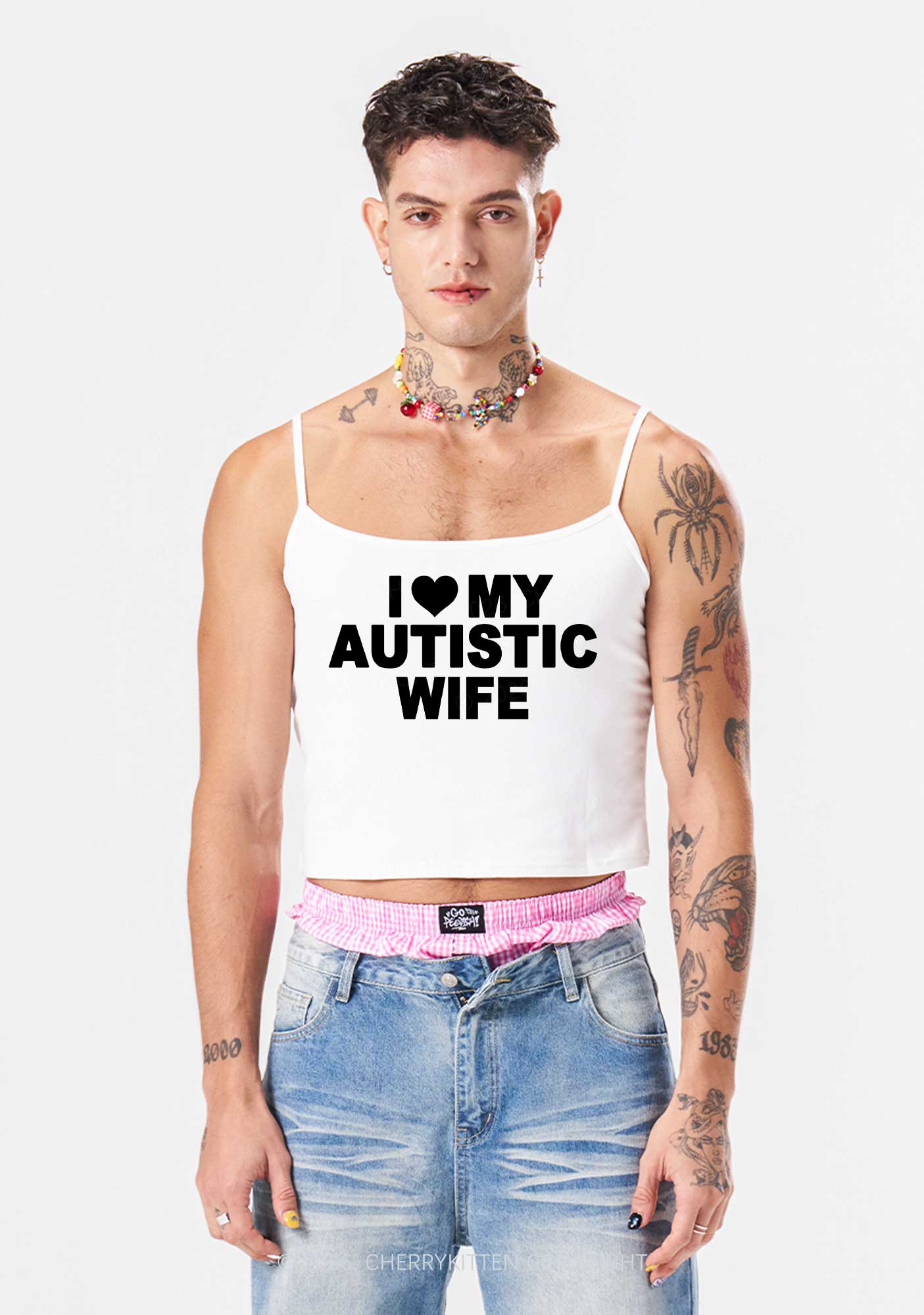 I Love My Autistic Wife Y2K Spaghetti Strap Cami Cherrykitten