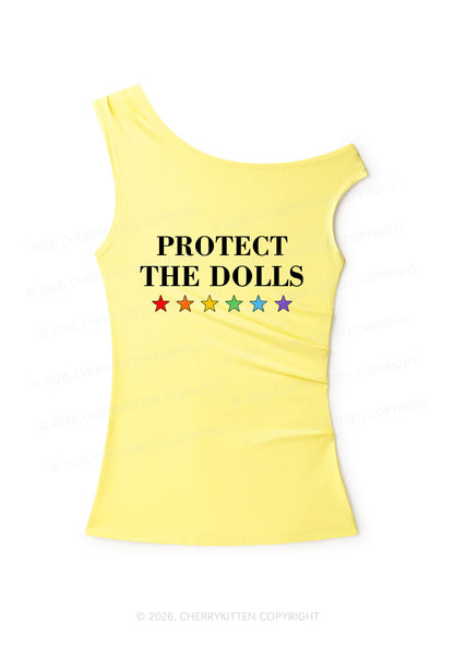 Protect The Dolls Pride Y2K Off Shoulder Tank Top Cherrykitten