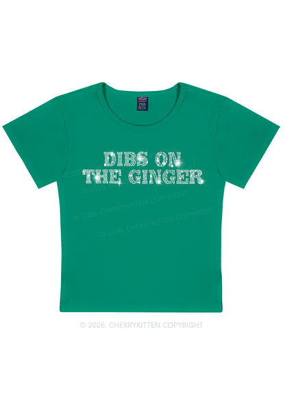 Rhinestone Dibs On The Ginger St Patricks Y2K Baby Tee Cherrykitten