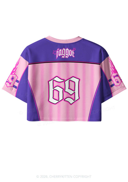 Faggot Purple Star Pride Y2K Crop Sport Jersey Shirts Cherrykitten