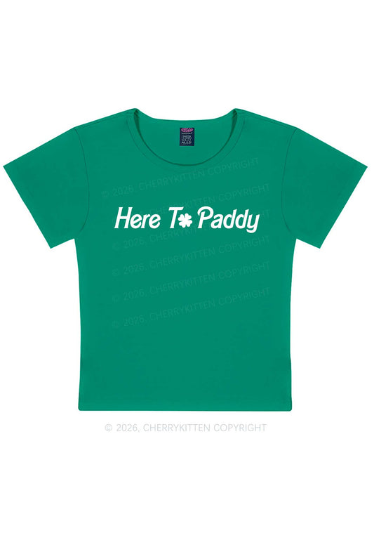 Here To Paddy St Patricks Y2K Baby Tee Cherrykitten
