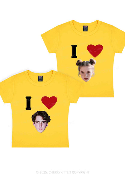 I Love Custom Portrait Y2K Valentine's Day Baby Tee Cherrykitten