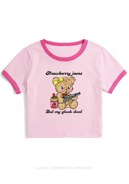 Strawberry Jams Bear Y2K Ringer Tee Cherrykitten