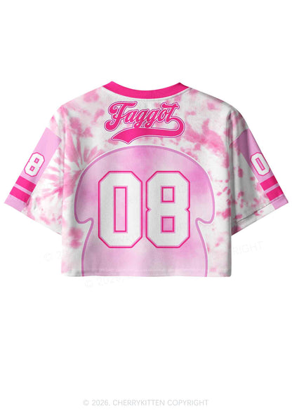 Pink Tie Dye Faggot Pride Y2K Crop Sport Jersey Shirts Cherrykitten