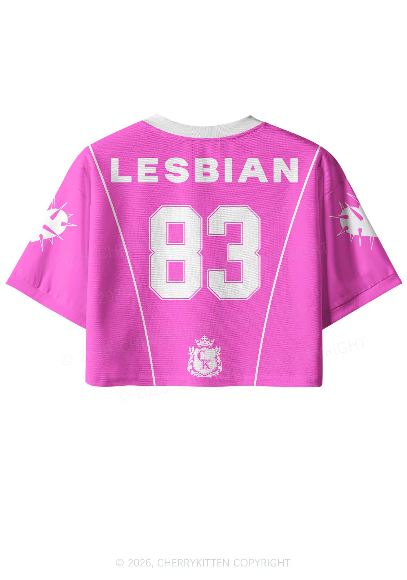 Hot Pink Live Laugh Lesbian Pride Y2K Crop Sport Jersey Shirts Cherrykitten