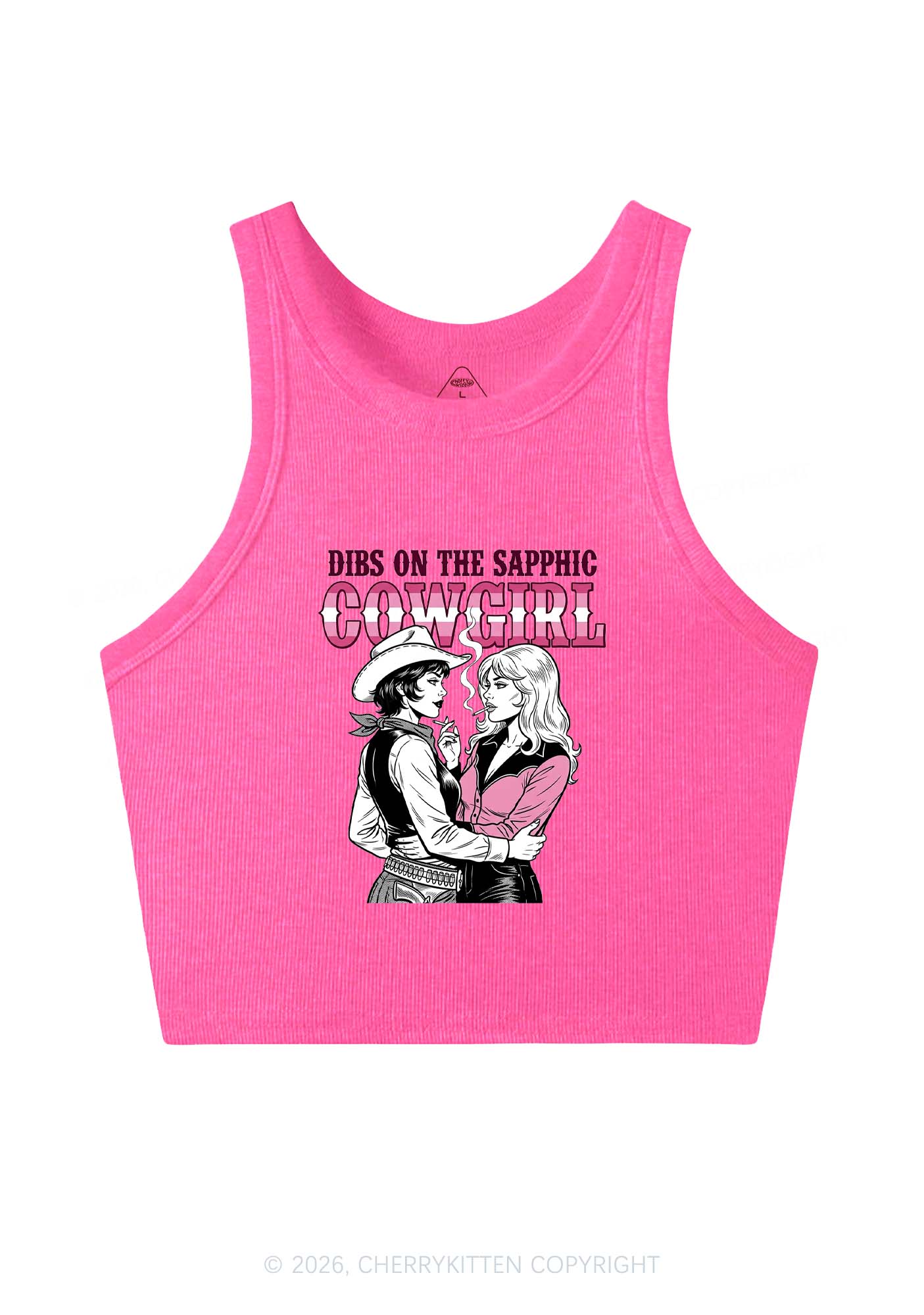 Dibs On The Sapphic Cowgirl Pride Y2K Crop Tank Top Cherrykitten