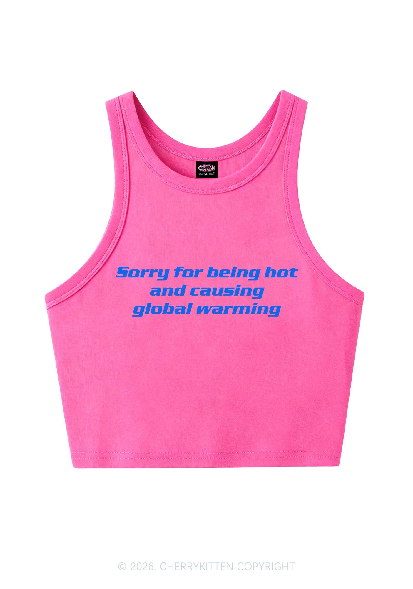 Sorry For Causing Global Warming Y2K Crop Tank Top Cherrykitten