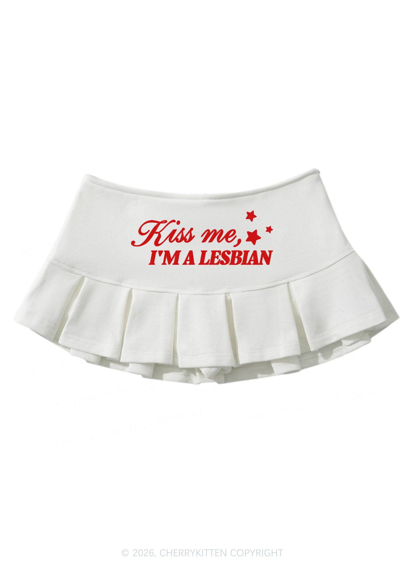 Kiss Me Im A Lesbian Pride Y2K Mini Pleated Skirts Cherrykitten