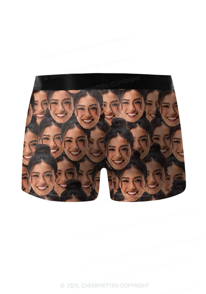 Custom Portrait Valentine's Day Y2K Print Couples Boxer Briefs Set Cherrykitten