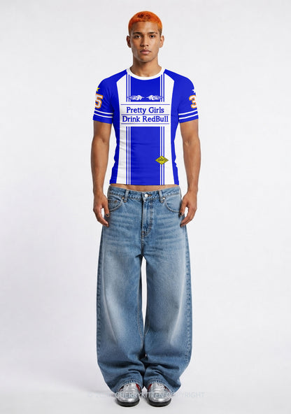Girls Drink Red Y2K Football Jersey Shirts Cherrykitten