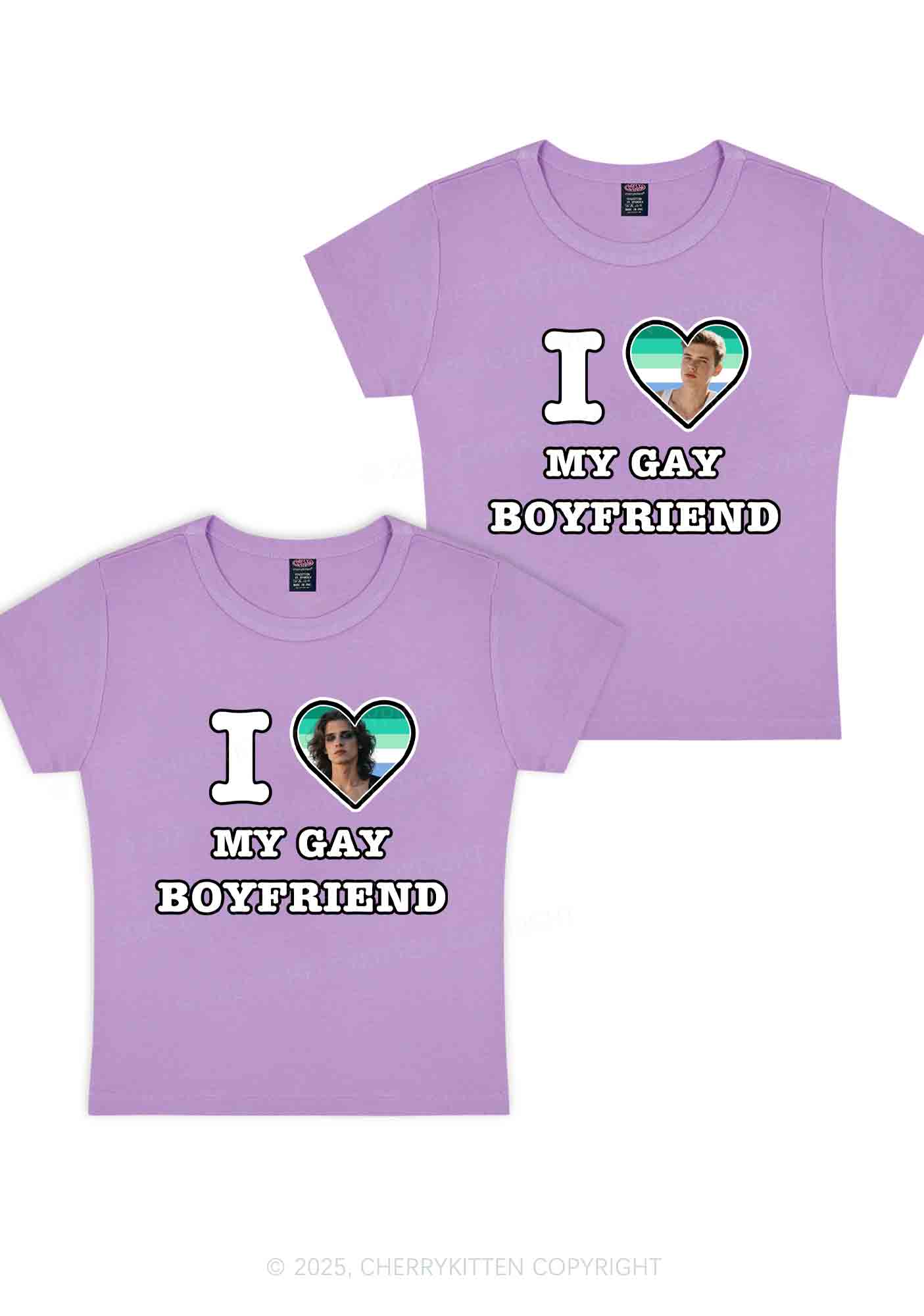 Custom My Gay BF Pride Y2K Valentine's Day Baby Tee Cherrykitten