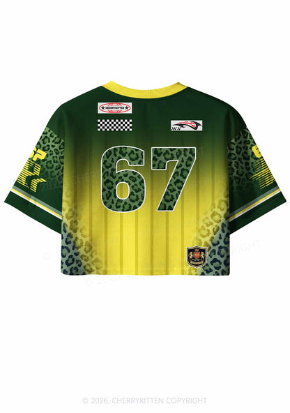 I Just Look Straight Leopard Pride Y2K Crop Sport Jersey Shirts Cherrykitten
