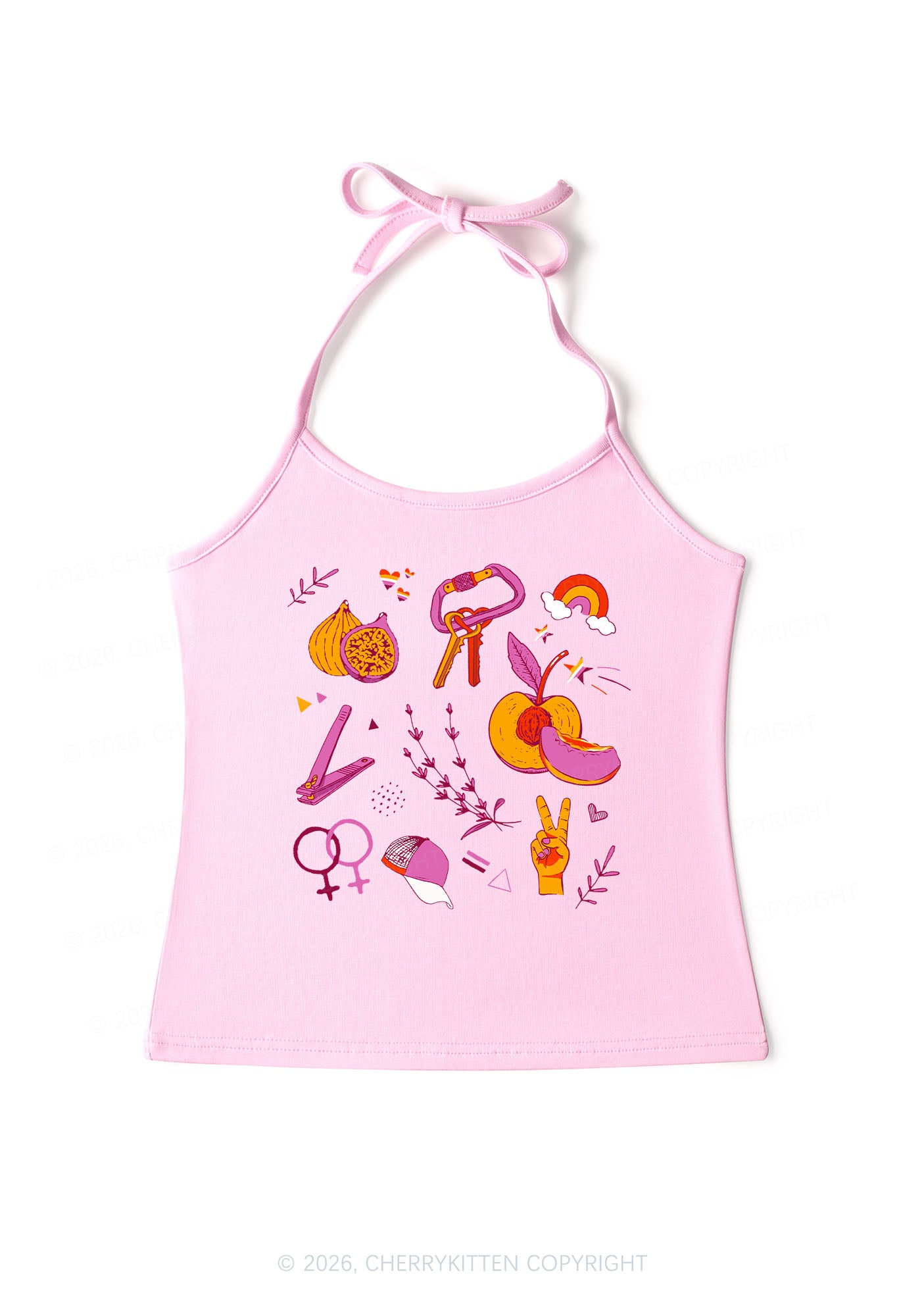 Lesbian Symbols Pride Y2K Halter Neck Cami Cherrykitten