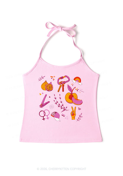 Lesbian Symbols Pride Y2K Halter Neck Cami Cherrykitten