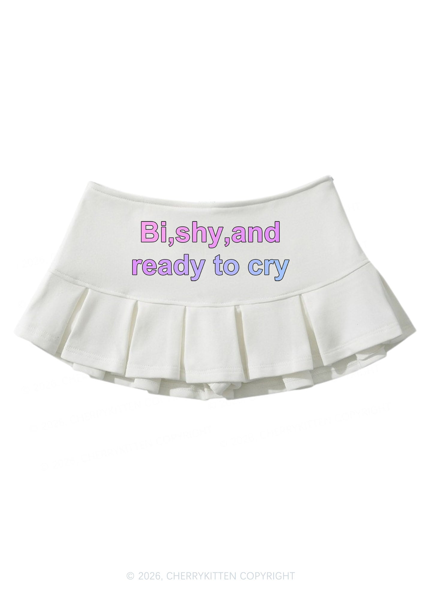 Bi Shy And Ready To Cry Pride Y2K Mini Pleated Skirts Cherrykitten