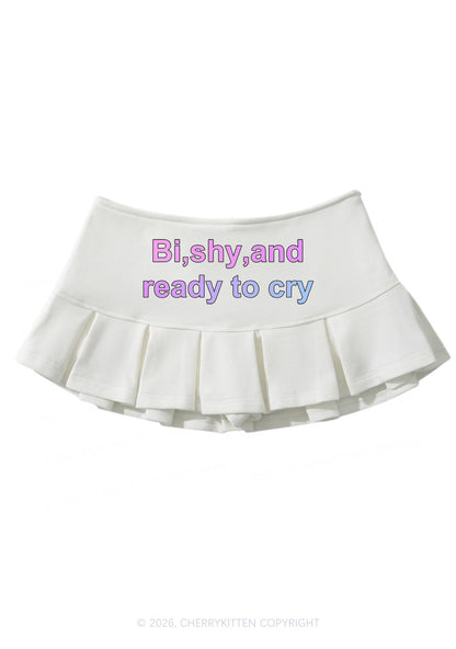 Bi Shy And Ready To Cry Pride Y2K Mini Pleated Skirts Cherrykitten
