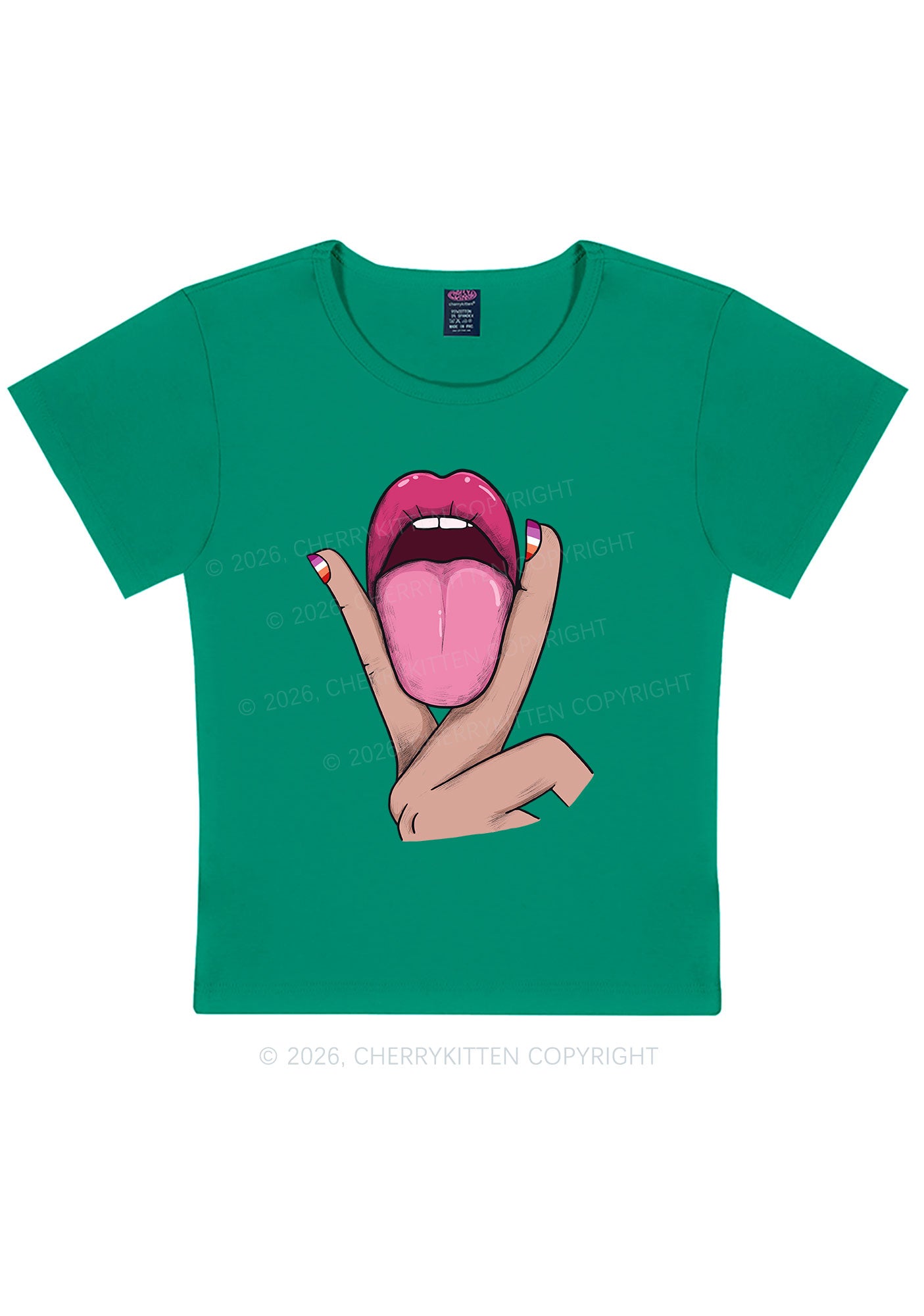 Lesbian Kissing Pride Y2K Baby Tee Cherrykitten