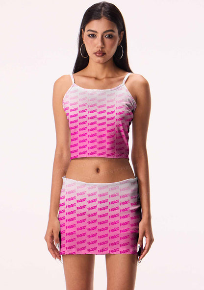 Faded Pink Faggot Pride Y2K Print Mini Skirt Cherrykitten