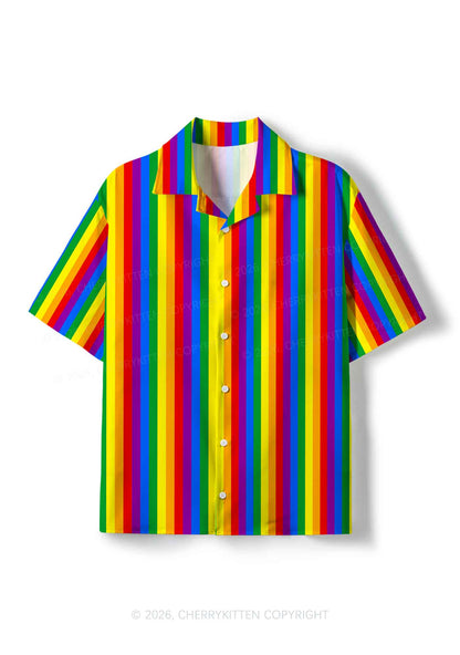 Rainbow Flag Pride Y2K Print Hawaiian Shirt Cherrykitten