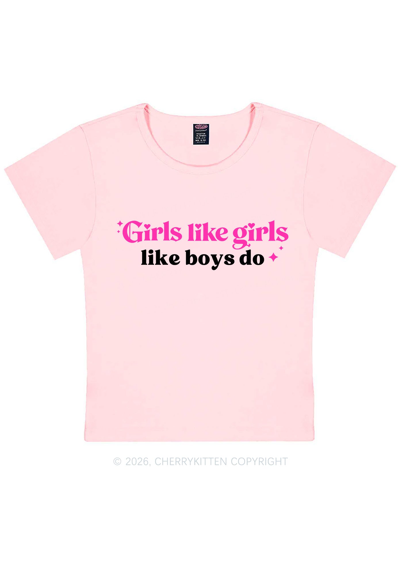 Girls Like Girls Like Boys Do Pride Y2K Baby Tee Cherrykitten