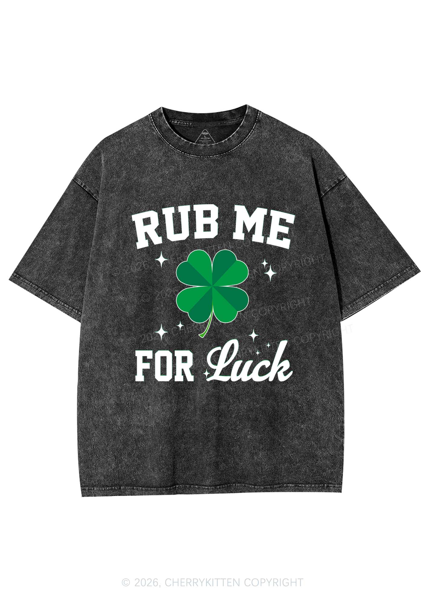 Rub Me For Luck St Patricks Y2K Shirts Washed Tee Cherrykitten