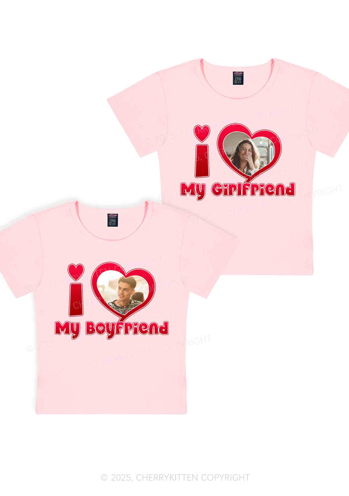 Custom BF GF Red Heart Y2K Valentine's Day Baby Tee Cherrykitten