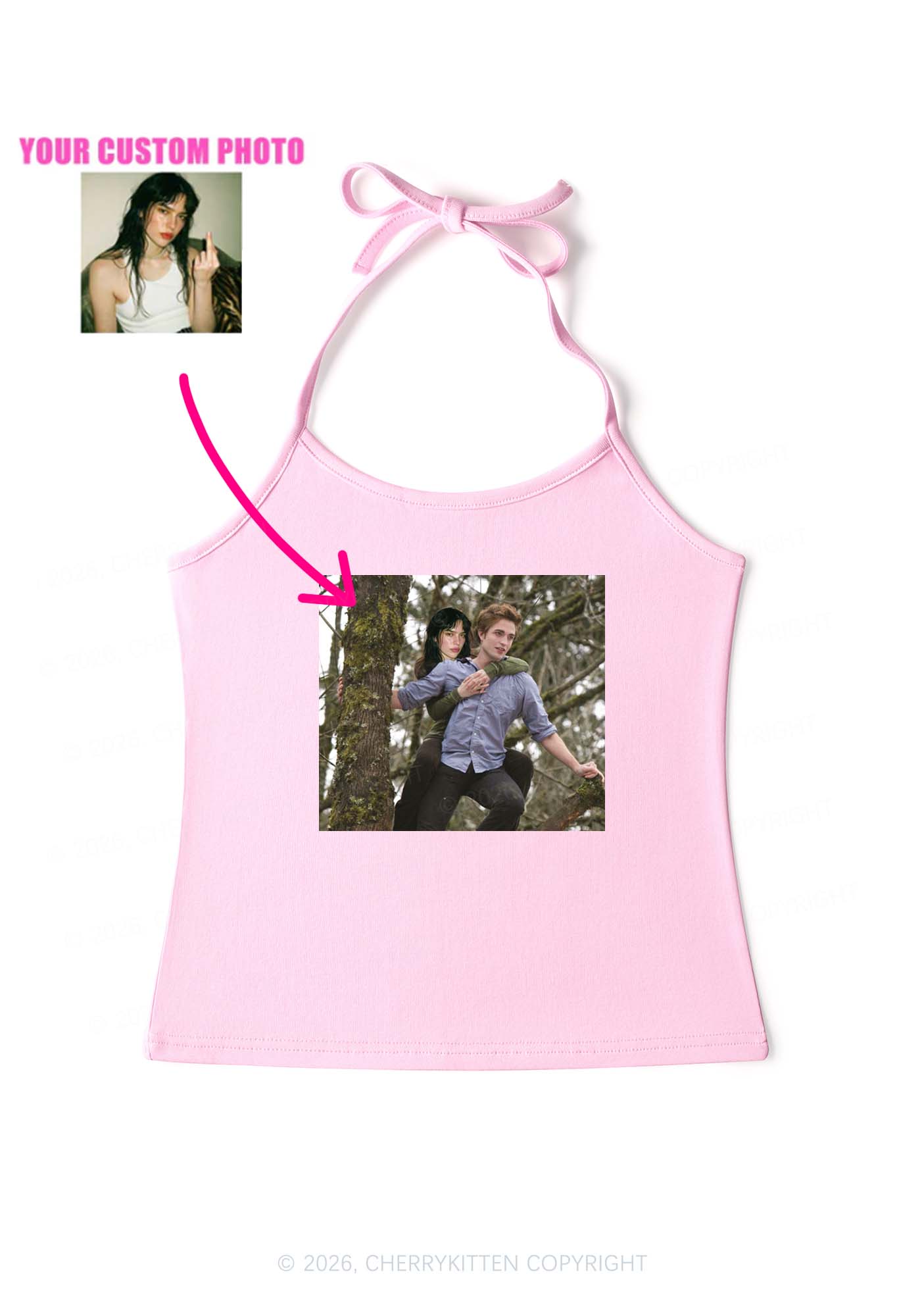 Custom Face Y2K Halter Neck Cami Cherrykitten
