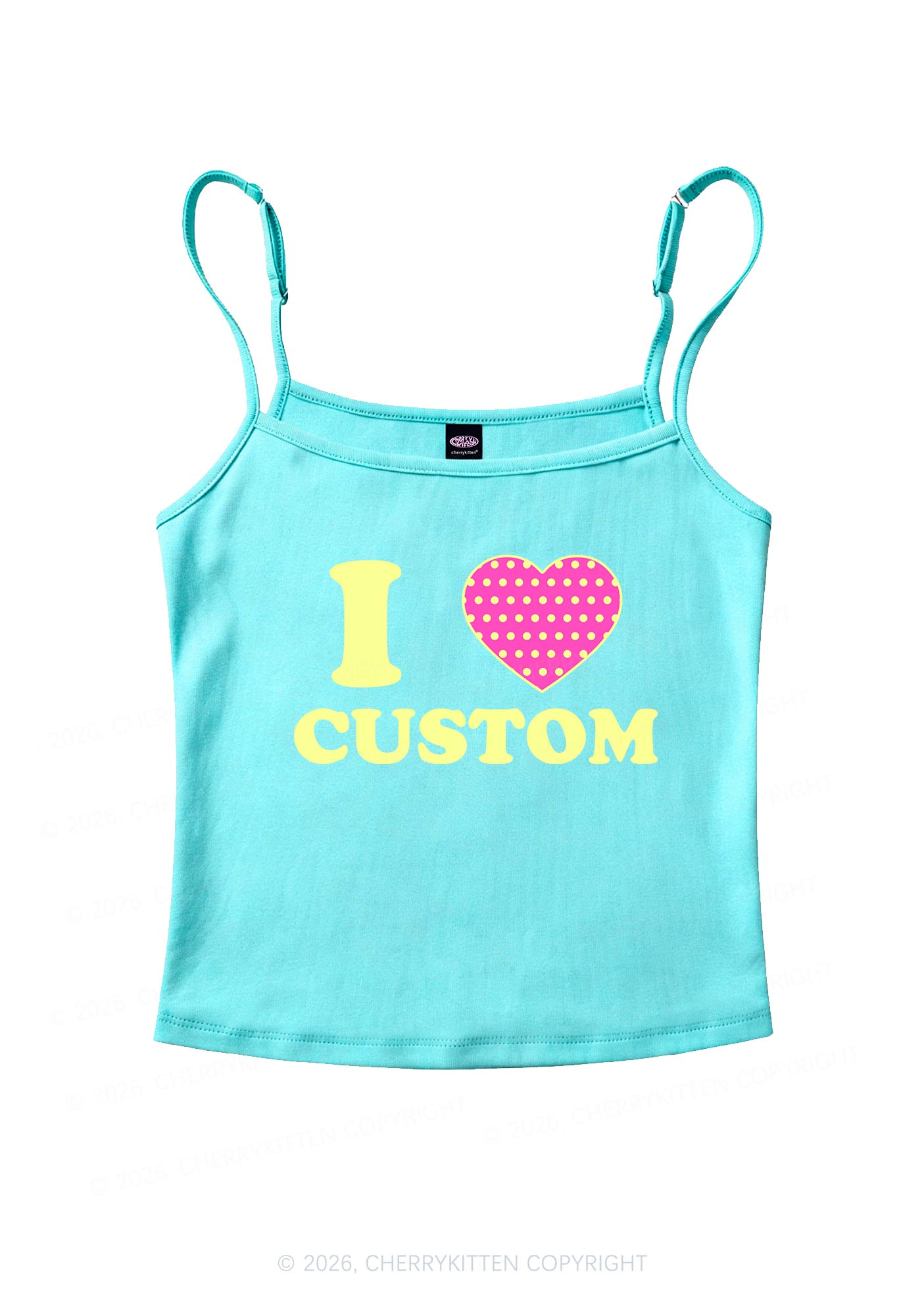 I Love Custom Y2K Spaghetti Strap Cami Cherrykitten
