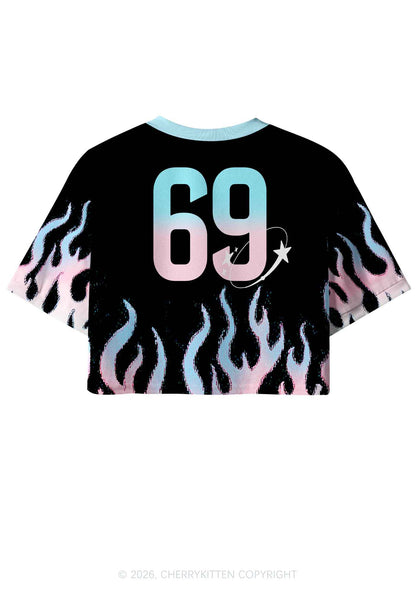 Transgirls Are Hot Flame Pride Y2K Crop Sport Jersey Shirts Cherrykitten